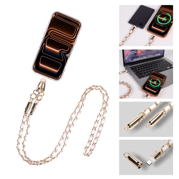 MyBat Pro Atelier Series 4.2FT Crossbody Strap + USB-C Charging Cable - White / Gold