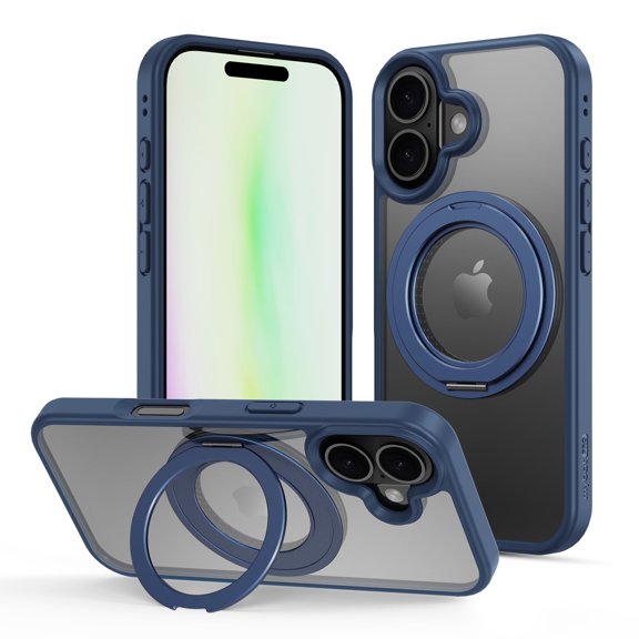 MyBat Pro Lure Series MagSafe Case with 360° Ring Stand for iPhone 17, Magnetic Compatibility, Shockproof Protection, Blue