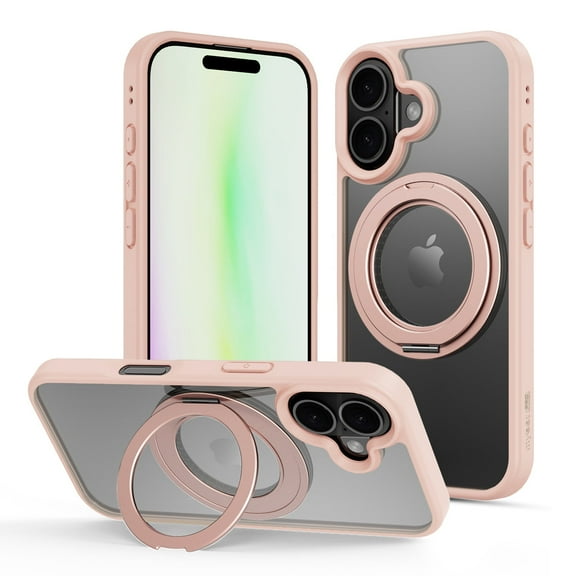 MyBat Pro Lure Series MagSafe Case with 360° Ring Stand for iPhone 17, Magnetic Compatibility, Shockproof Protection, Pink