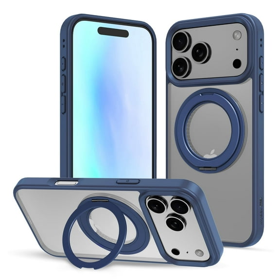 MyBat Pro Lure Series MagSafe Case with 360° Ring Stand for iPhone 17 Pro, Magnetic Compatibility, Shockproof Protection, Blue