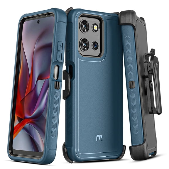 MyBat Pro Maverick Series Case for Motorola Moto G 5G 2026/G 5G 2025/G Play 2026 ,with Belt Clip Holster & Kickstand - Blue