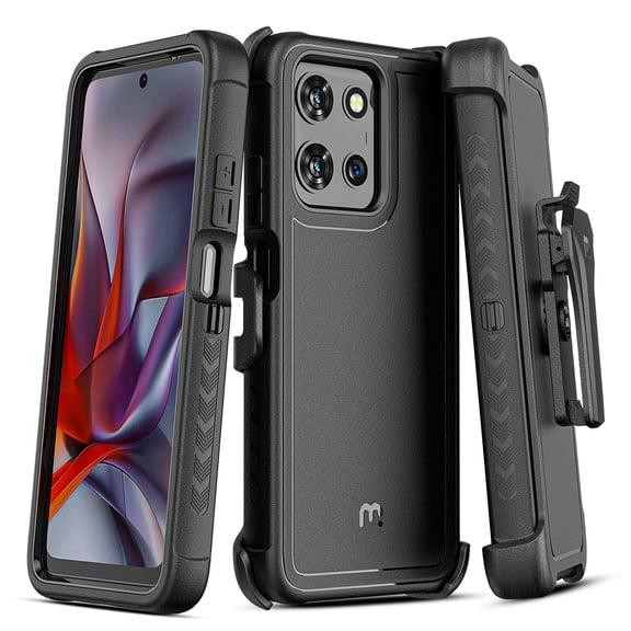 MyBat Pro Maverick Series Case for Motorola Moto G 5G 2026/G 5G 2025/G Play 2026, with Belt Clip Holster & Kickstand-Black