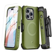 MYBAT PRO Maverick Series Case for iPhone 15 Pro Max , MagSafe Compatible, 360° Rotating Kickstand, Belt Clip Holster & Screen Protector Included, Anti-Drop Sho