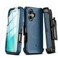 thumbnail image 1 of MyBat Pro Maverick Series Case with Holster and Tempered Glass for Apple iPhone 16 - Blue, 1 of 8