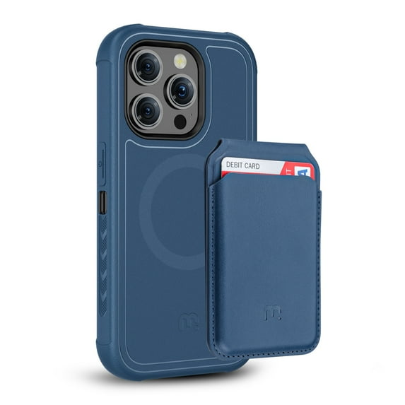 MyBat Pro Maverick Series Utility Edition MagSafe Case + MagStash MagSafe Wallet Folio for Apple iPhone 15 Pro Max (6.7) - Blue