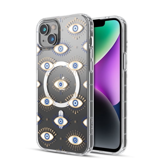 MyBat Pro Mood Series MagSafe Case for Apple iPhone 14 (6.1) - Evil Eye Stylish Glitter Shockproof Protective Cover for Women Girls Cute Phone Case