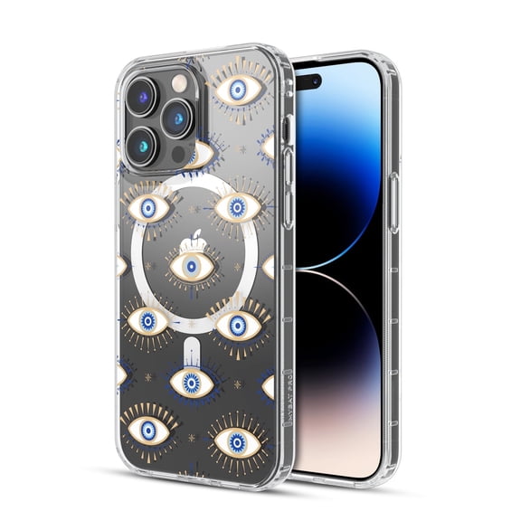 MyBat Pro Mood Series MagSafe Case for Apple iPhone 14 Pro (6.1) - Evil Eye Stylish Glitter Shockproof Protective Cover for Women Girls Cute Phone Case