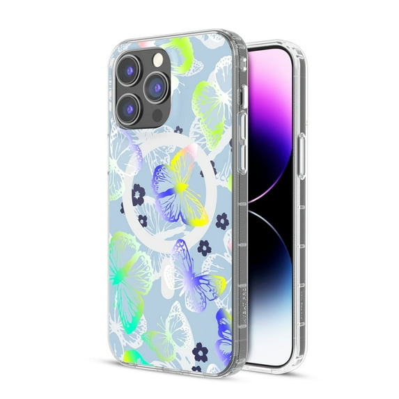 MyBat Pro Mood Series MagSafe Case for Apple iPhone 14 Pro Max (6.7) - Flutter Stylish Glitter Shockproof Protective Cover for Women Girls Cute Phone Case