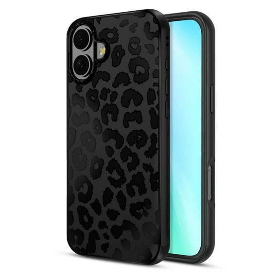 MyBat Pro Mood Series MagSafe Case for Apple iPhone 16 - Black Leopard Stylish Glitter Shockproof Protective Cover for Women Girls Cute Phone Case