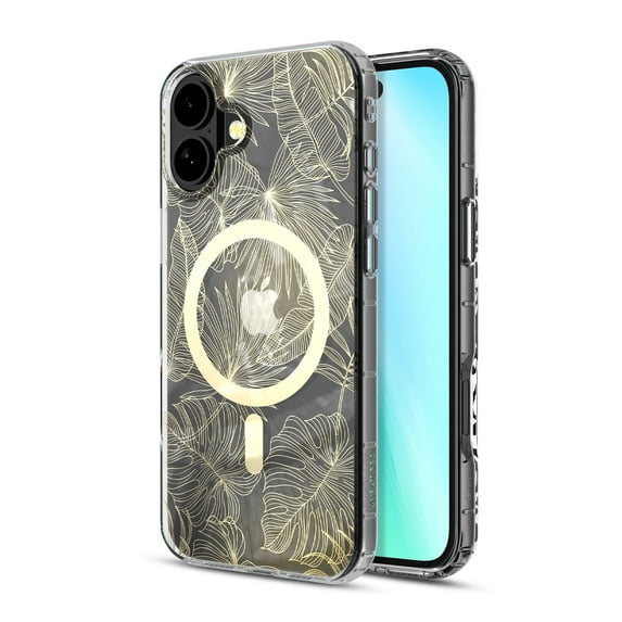 MyBat Pro Mood Series MagSafe Case for Apple iPhone 16 - Botanical Stylish Glitter Shockproof Protective Cover for Women Girls Cute Phone Case