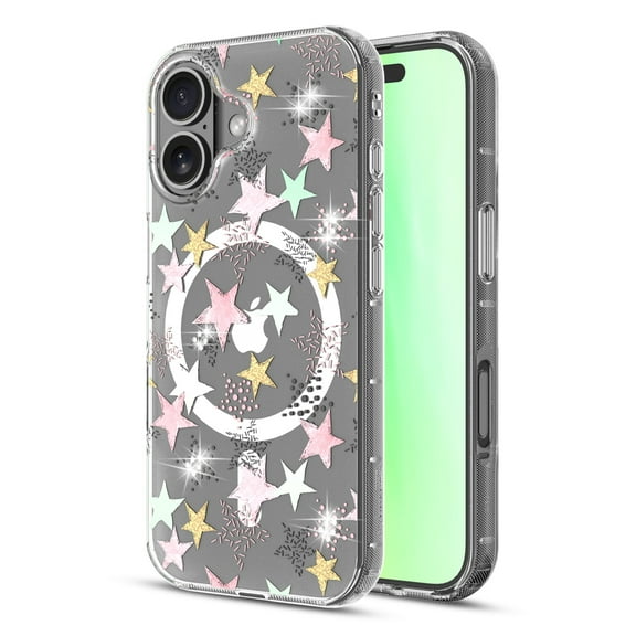 MyBat Pro Mood Series MagSafe Case with Diamonds for iPhone 17 - Starstruck Stylish Glitter Cute Shockproof Protective Phone Case for Women & Girls