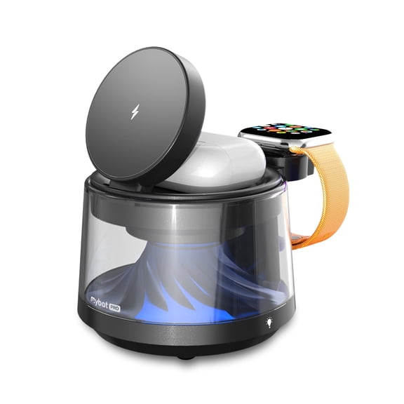 MyBat Pro 5-in-1 MagSafe Wireless Charging Dock with Speaker & LED Lights - Black