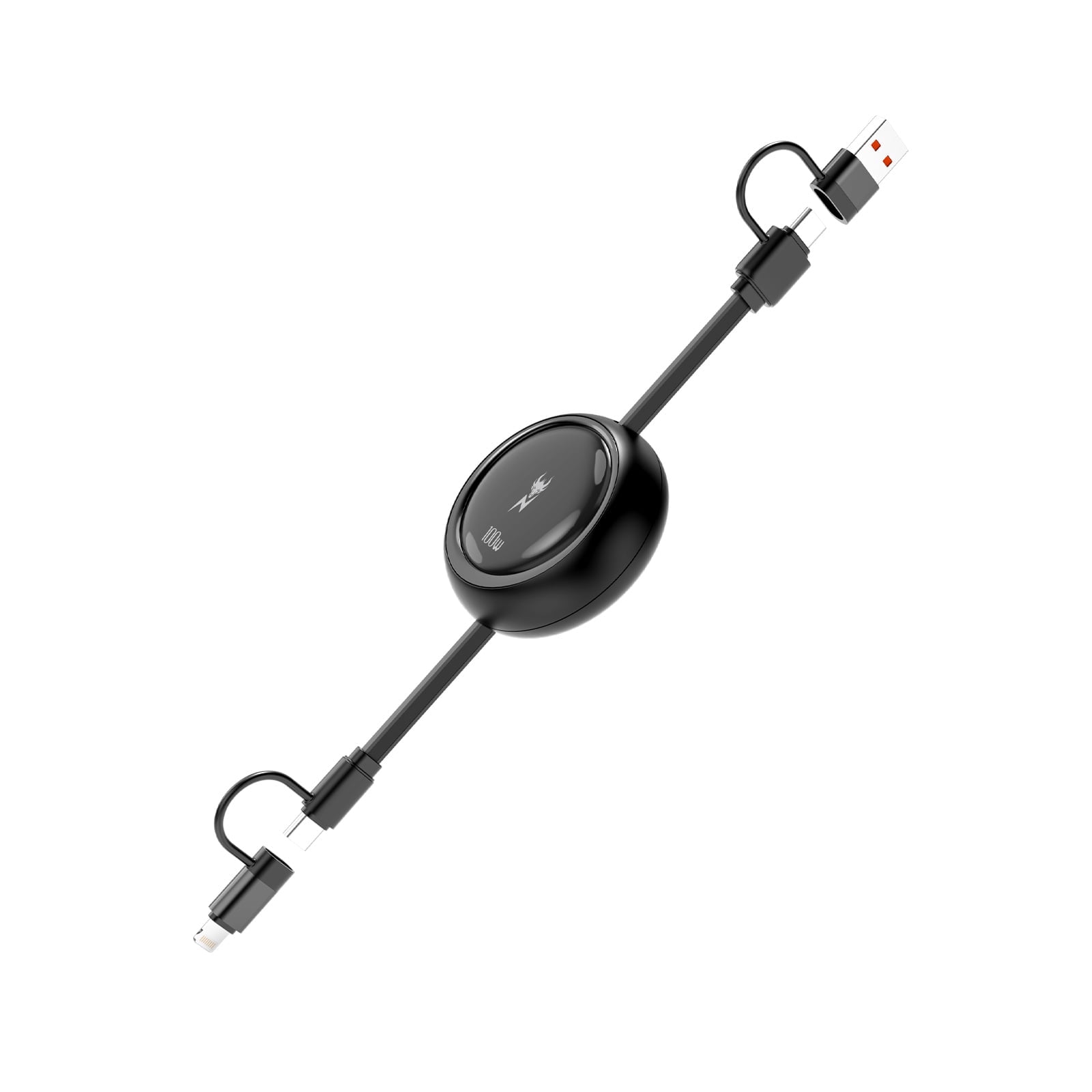 MyBat Pro PowerLines 4-in-1 Dual-Retractable Charging Cable - 3FT - Black
