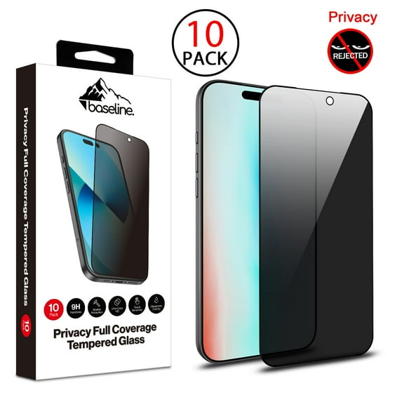 MyBat Pro Privacy Full Coverage Tempered Glass Screen Protector (10-pack) for Apple iPhone 17 Pro - Black