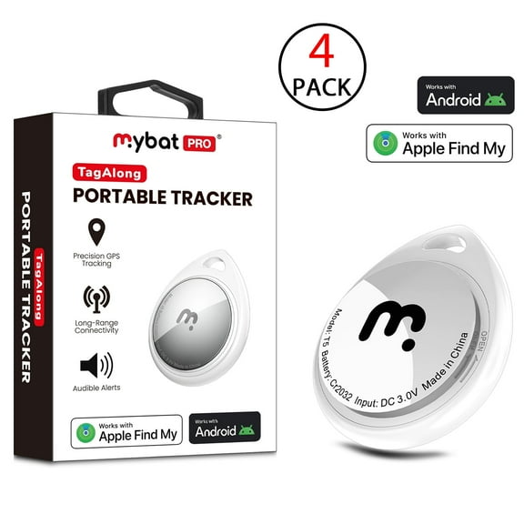 MyBat Pro TagAlong Portable Tracker Smart Tag (4pcs), White, 4 Total Count
