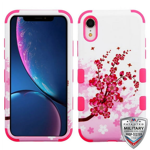 MyBat TUFF HYBRID CASE for iPhone XR (6.1") SPRING FLOWER - White/Pink