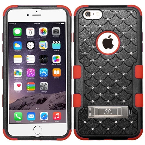 MyBat TUFF Hybrid Diamonds Case For iPhone 6 Plus & 6S Plus Black/Red