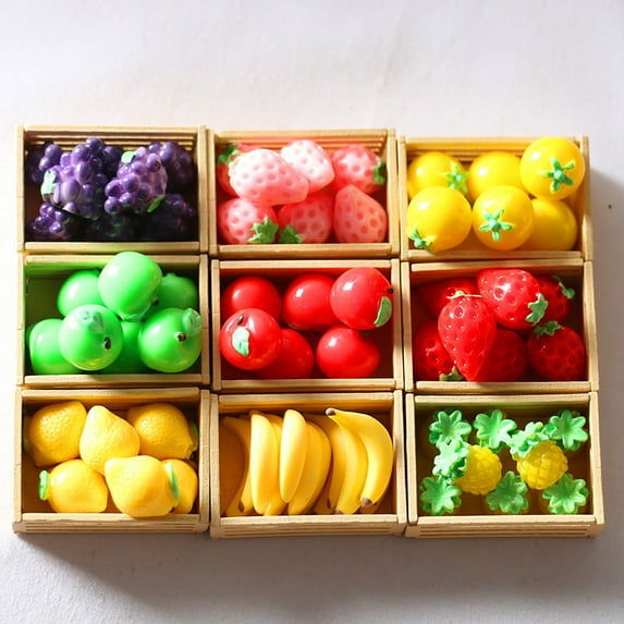 MyBeauty 8 Pcs Dollhouse Fruit DIY Handcrafted Resin Mini Dollhouse Food for Decoration