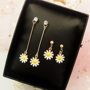 MyBeauty Sweet Women Daisy Sunflower Enamel Pendant Stud Earrings Party Jewelry Gift