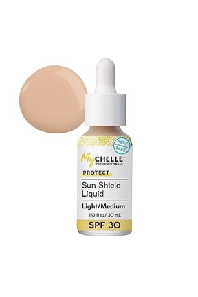 Dermaceuticals Sun Shield Liquid Zinc SPF 30 Light/Medium - Tinted Sunscreen for All Skin With Oil-Absorbing Bentonite Clay - Use as Sheer Foundation or Makeup Primer for Matte Finish