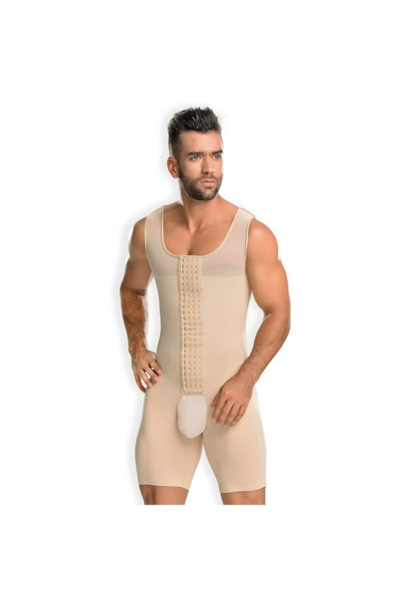 MyD 0061 Mens Tummy Control Slimming Full Body Shaper Fajas Colombianas Beige L