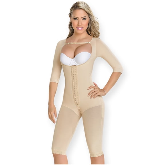 MyD 0074 Fajas Colombianas Reductoras Post Surgery Full Body Shaper for Women Beige L