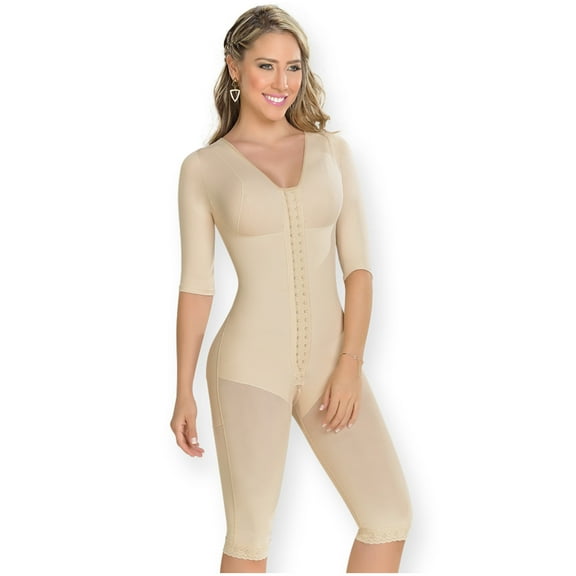 MyD 0161 Fajas Colombianas Reductoras Post Surgery Compression Full Bodysuit Girdle Beige 3XL