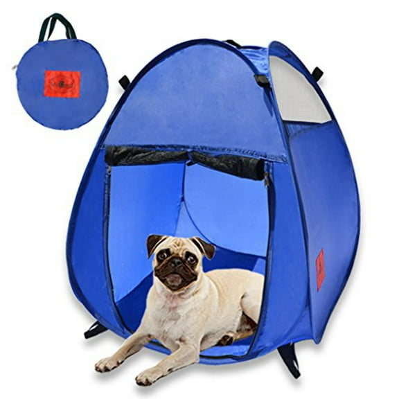 MyDeal Products Pop Up Pet House in a Bag for Portable Play Pen or Kennel Tent with 3 Net Windows and Zipper Door for Shade, Shelter and Safety Perfect for Dog, Cat, Rabbit + More!
