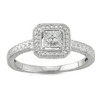 MyDiamondBox 0.04 Carat Total Weight (cttw) Sterling Silver White Diamond Box Set Ring (Size: 5)