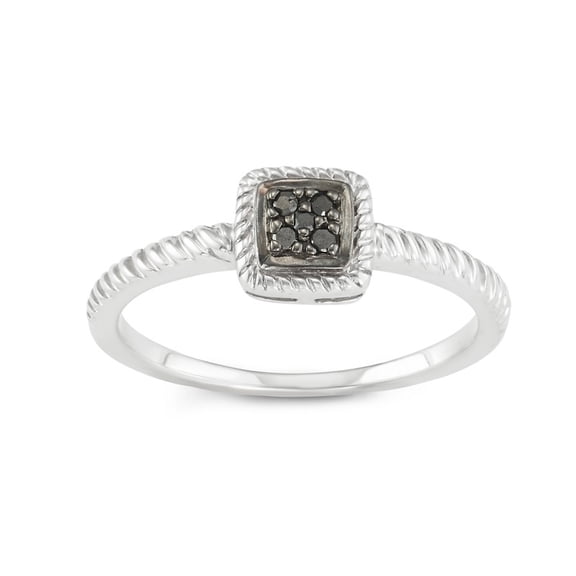 MyDiamondBox 0.05 Carat Total Weight (cttw) Sterling Silver Black Diamond Rope Design Ring (Size: 5)