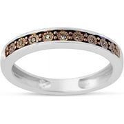 MyDiamondBox 0.05 Carat Total Weight (cttw) Sterling Silver - White Diamond Band with Miracle Plates - Wedding Ring For Women and Girls (Size: 7)