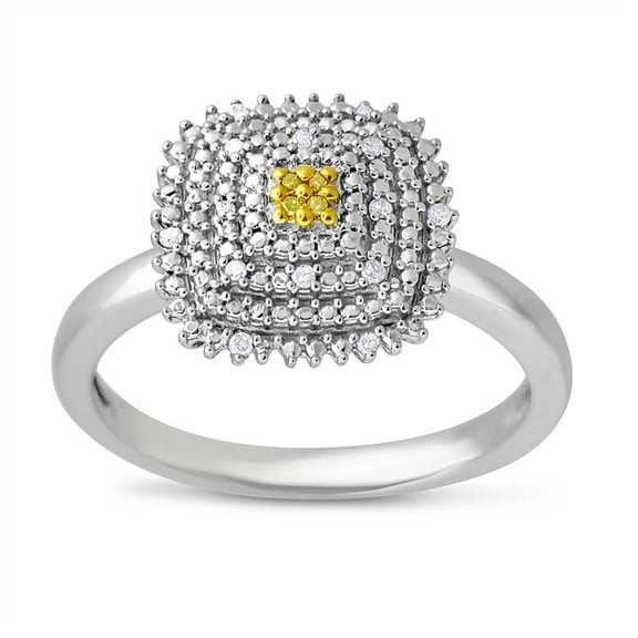 MyDiamondBox 0.05 Carat Total Weight (cttw) Sterling Silver White and yellow Diamond Ring for Women (Ring Size: 6)