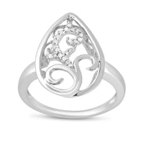 MyDiamondBox 0.06 Carat Total Weight (cttw) Sterling Silver White Diamond Cocktail Ring for Women (Size: 6)