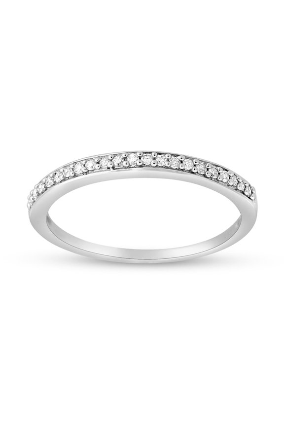 1/10 Carat Total Weight (cttw) 10K - White Diamond Stackable Band for Women (Size: 5)
