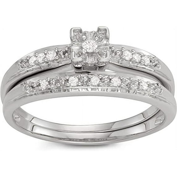 MyDiamondBox 1/10 Carat Total Weight (cttw) Sterling Silver, White Diamond, Bridal Promise Ring - Wedding ring for Women (Size: 6)