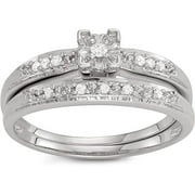 MyDiamondBox 1/10 Carat Total Weight cttw Sterling Silver, White Diamond, Bridal Promise Ring - Wedding ring for Women Size 9