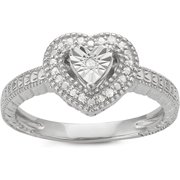 MyDiamondBox 1/10 Carat Total Weight (cttw) Sterling Silver White Diamond Heart Solitaire Look Wedding Ring - for Women and Girls (Size: 5)