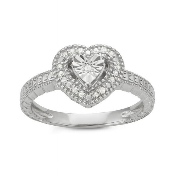 MyDiamondBox 1/10 Carat Total Weight (cttw) Sterling Silver White Diamond Heart Solitaire Look Wedding Ring - for Women (Size: 7)