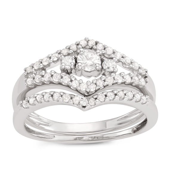 MyDiamondBox 1/2 Carat Total Weight (cttw) 10 K White Gold Diamond Bridal Ring for Women (Size: 7)