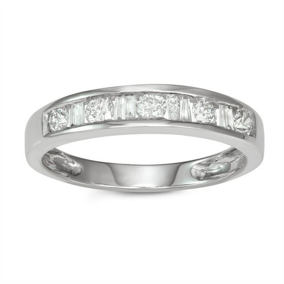 MyDiamondBox 1/2 Carat Total Weight (cttw) 10K - White Diamond and Baguette Wedding Band for Women (Size: 5)