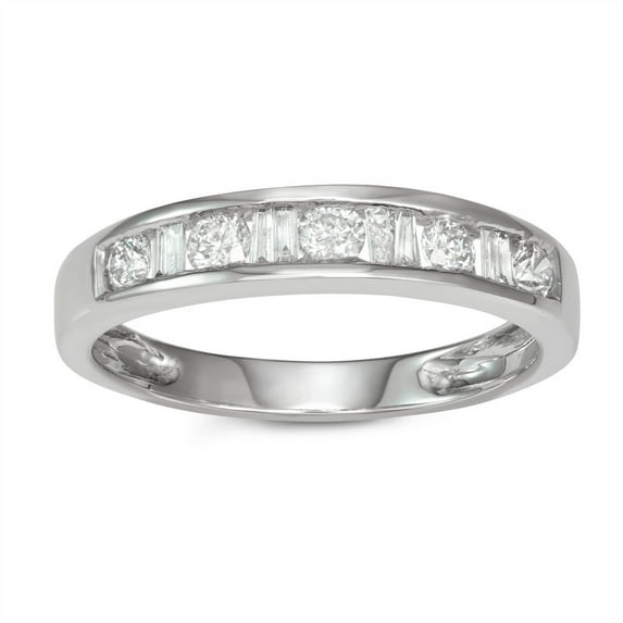 MyDiamondBox 1/2 Carat Total Weight (cttw) 10K - White Diamond and Baguette Wedding Band for Women (Size: 5)