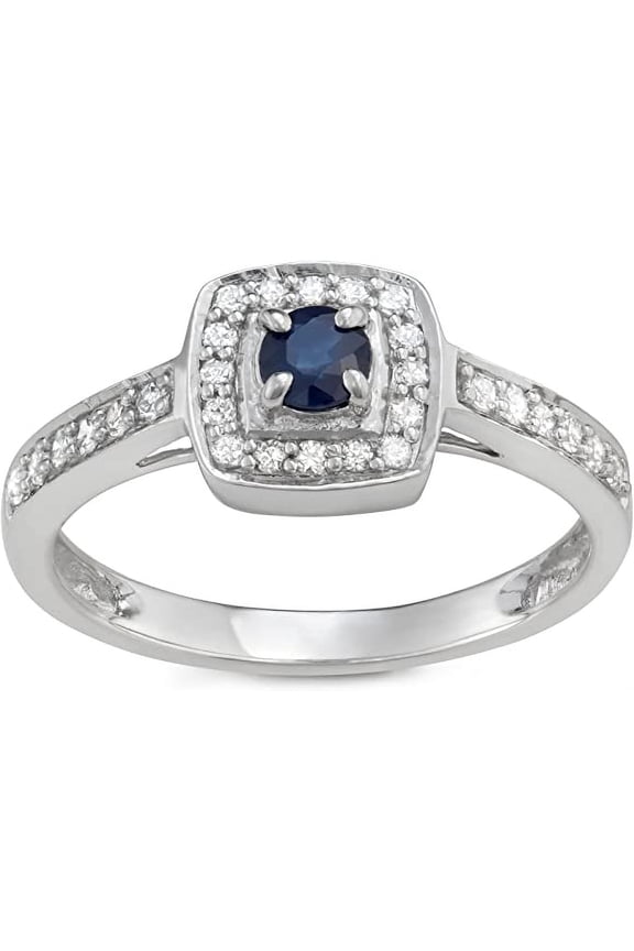 1/2 Carat Total Weight (cttw) 14K Wedding Rings with Blue Sapphire Gemstone - Modern Bridal Ring for Women (Size: 5)