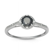 MyDiamondBox 1/2 Carat Total Weight (cttw) Sterling Silver Black and White Diamond Ring for Women (Size: 4.5)