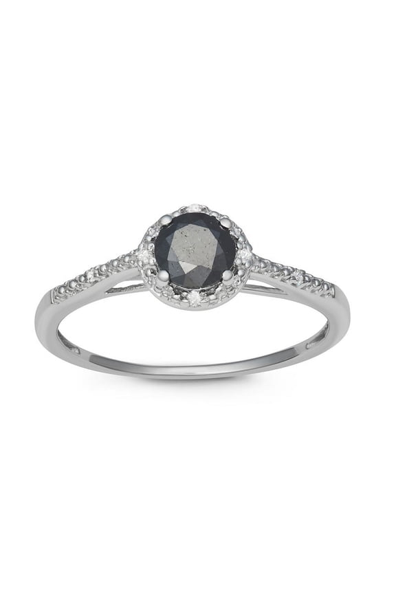 1/2 Carat Total Weight (cttw) Sterling Silver Black and White Diamond Ring for Women (Size: 7.5)