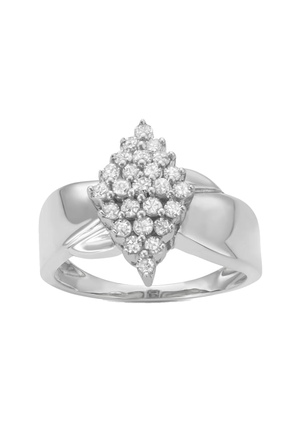 1/2 Carat Total Weight (cttw) Wedding Rings - Marquise Shaped Cluster Waterfall Ring In Sterling Silver for Women (White, Size: 9)