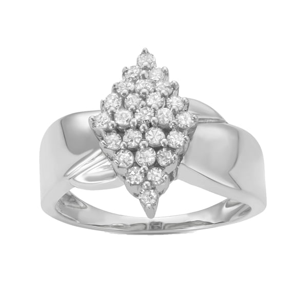 MyDiamondBox 1/2 Carat Total Weight (cttw) Wedding Rings - Marquise Shaped Cluster Waterfall Ring In Sterling Silver for Women (White, Size: 9)