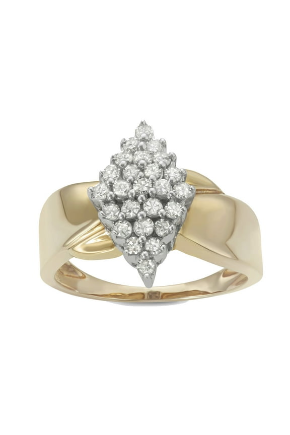 1/2 Carat Total Weight (cttw) Wedding Rings - Marquise Shaped Cluster Waterfall Ring In Sterling Silver for Women (Yellow Gold, Size: 9)