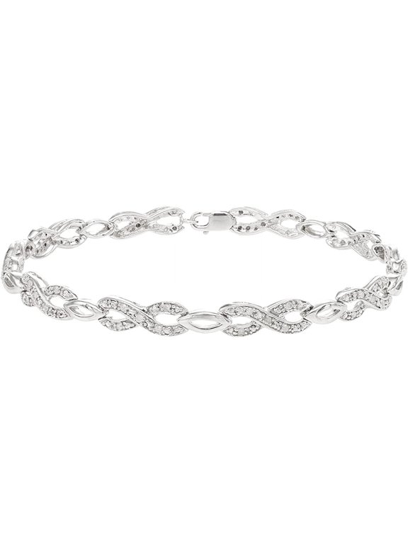 1/3 CTTW Sterling Silver White Diamond infinity bracelet - For Women and Girls