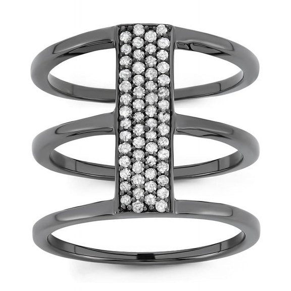 MyDiamondBox 1/3 Carat Total Weight (cttw) Cocktail Ring - Sterling Silver, Black Rhodium White Diamond Ring for Women (Ring Size: 8)