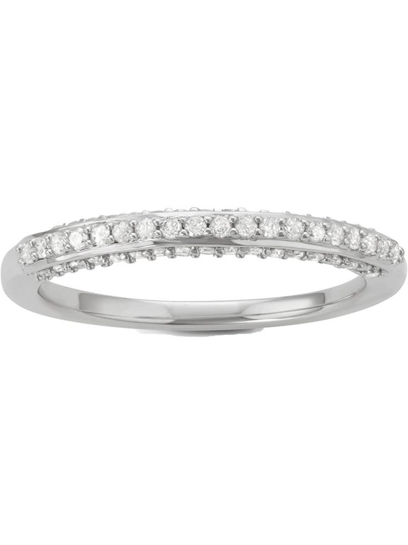 1/3 Carat Total Weight (cttw) Diamond Band - Sterling Silver with High Rhodium Finish Wedding Ring - for Women (Size: 7)
